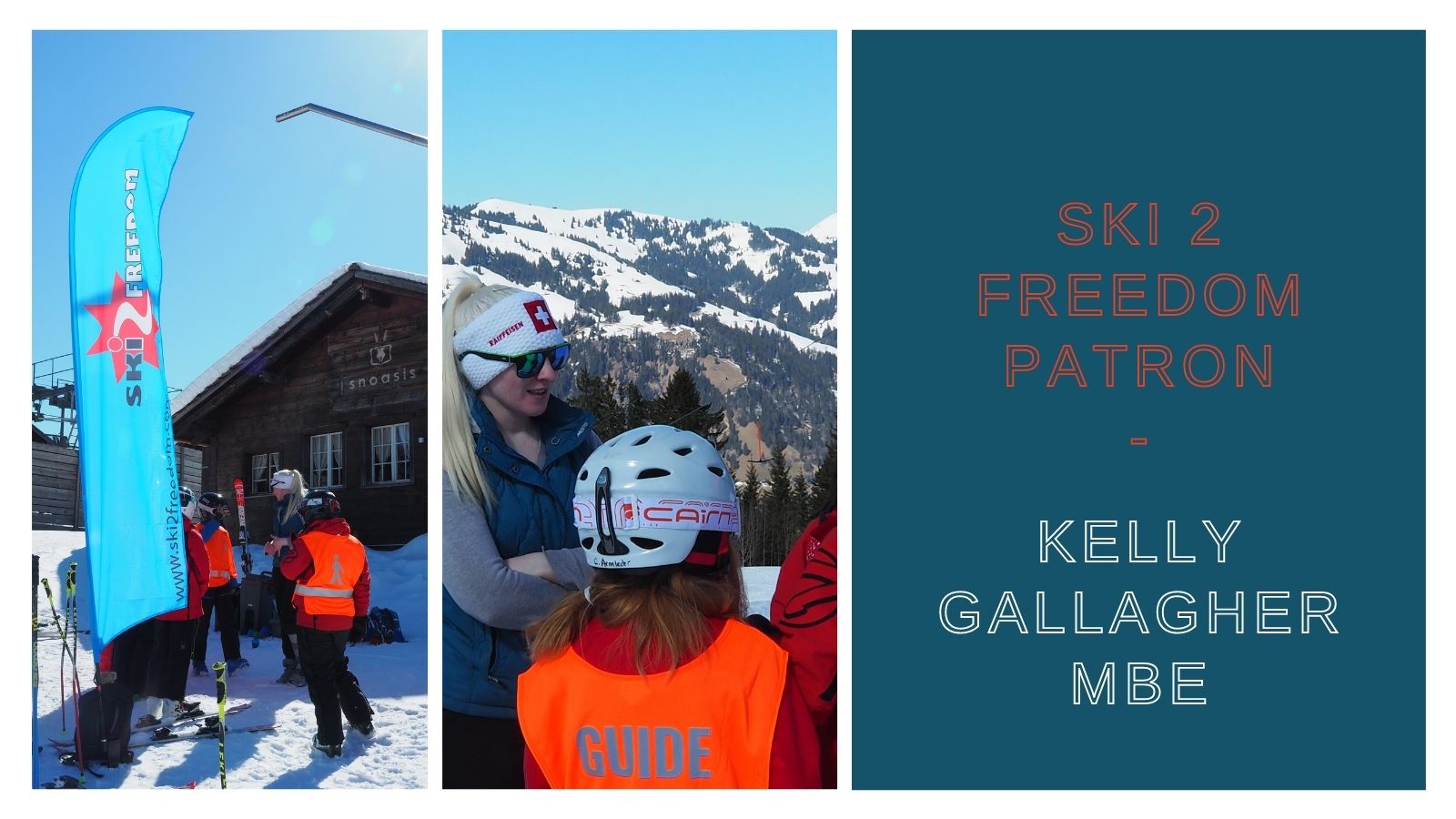 Pictures of Kelly in Gstaad with the children where she delivered a session on skiing with a visual impairment