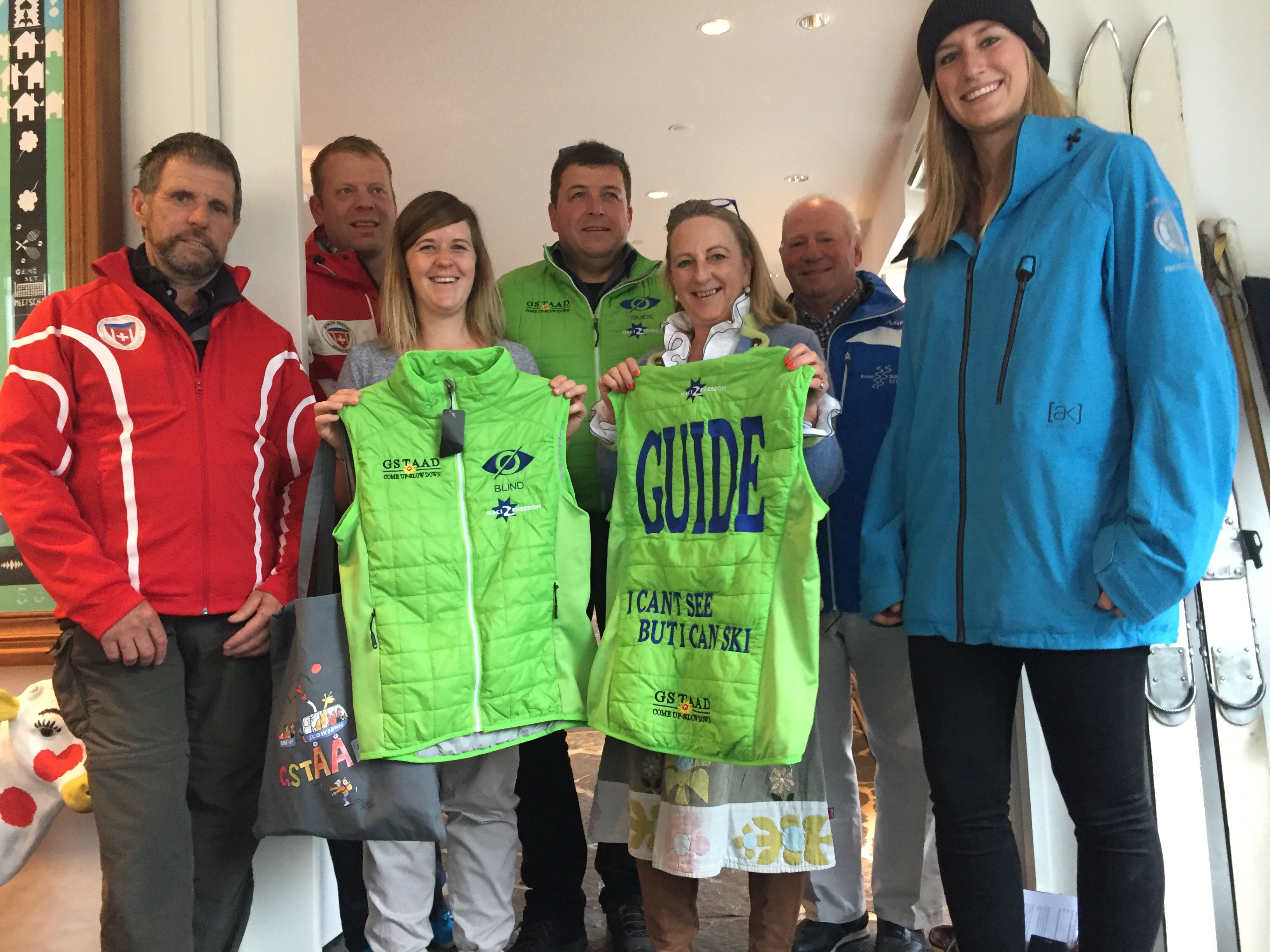 The blind skiers with Catherine Cosby of Ski 2 Freedom Foundation