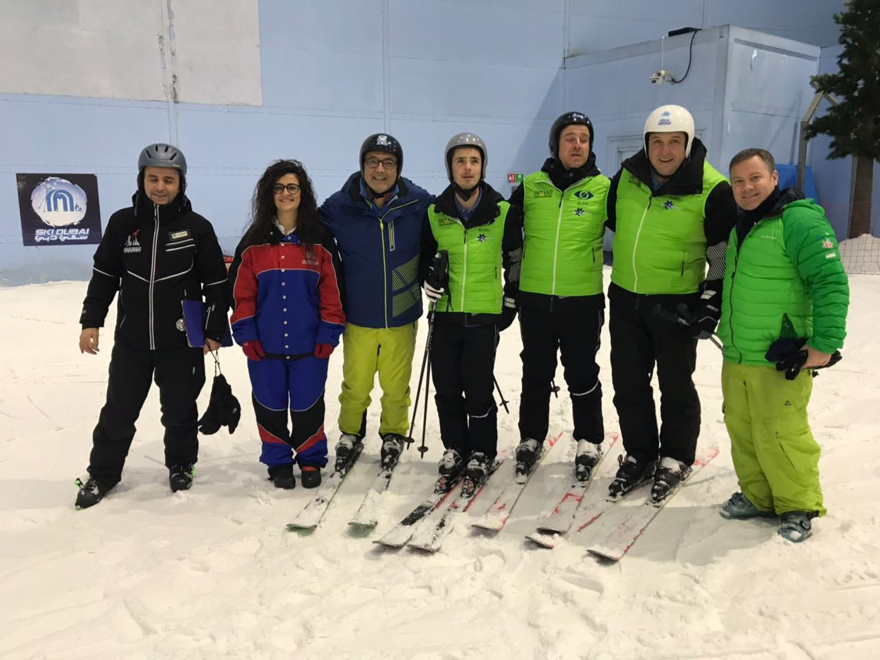 The team of blind skiers and their guides at Ski Dubai